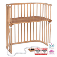 Boxspring bedside crib, natural varnished
