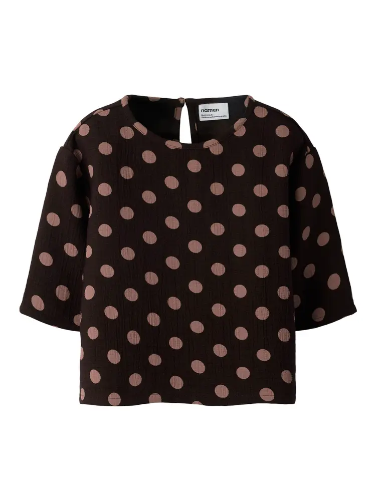 Name It T-shirt - Musselin - 3/4 - NmfNina - Chocolate Plum