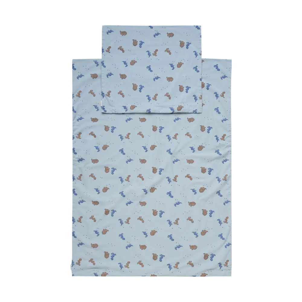 Junior Sengetøj 100x140, Dino Blue Fog billede