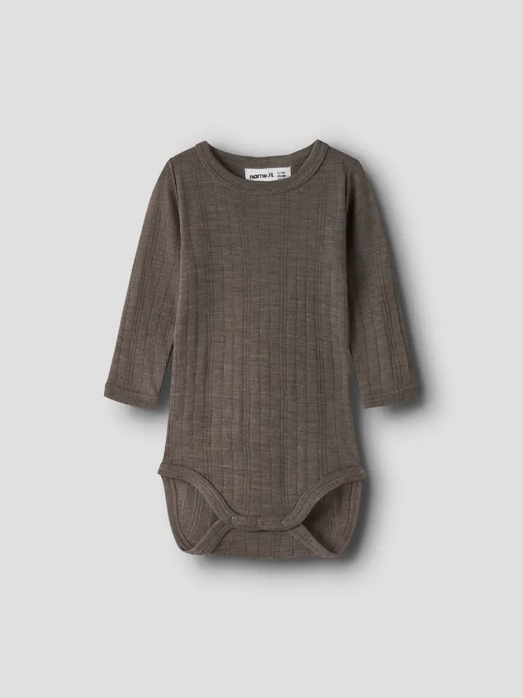 Name It Wang Uld Langærmet Body - Morel - 80