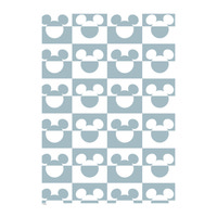 Plakat - Mickey Mouse blåt og hvidt mønster A3