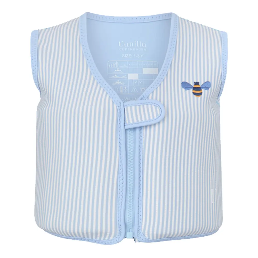 Svømmevest - Seersucker - Honeybee - Blue - 6-8 ÅR billede