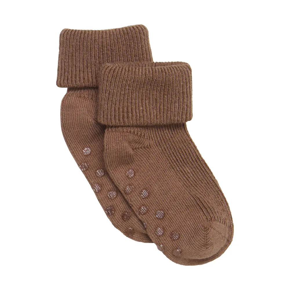 Baby rib sok m. ABS - Sepia - 11/14 billede