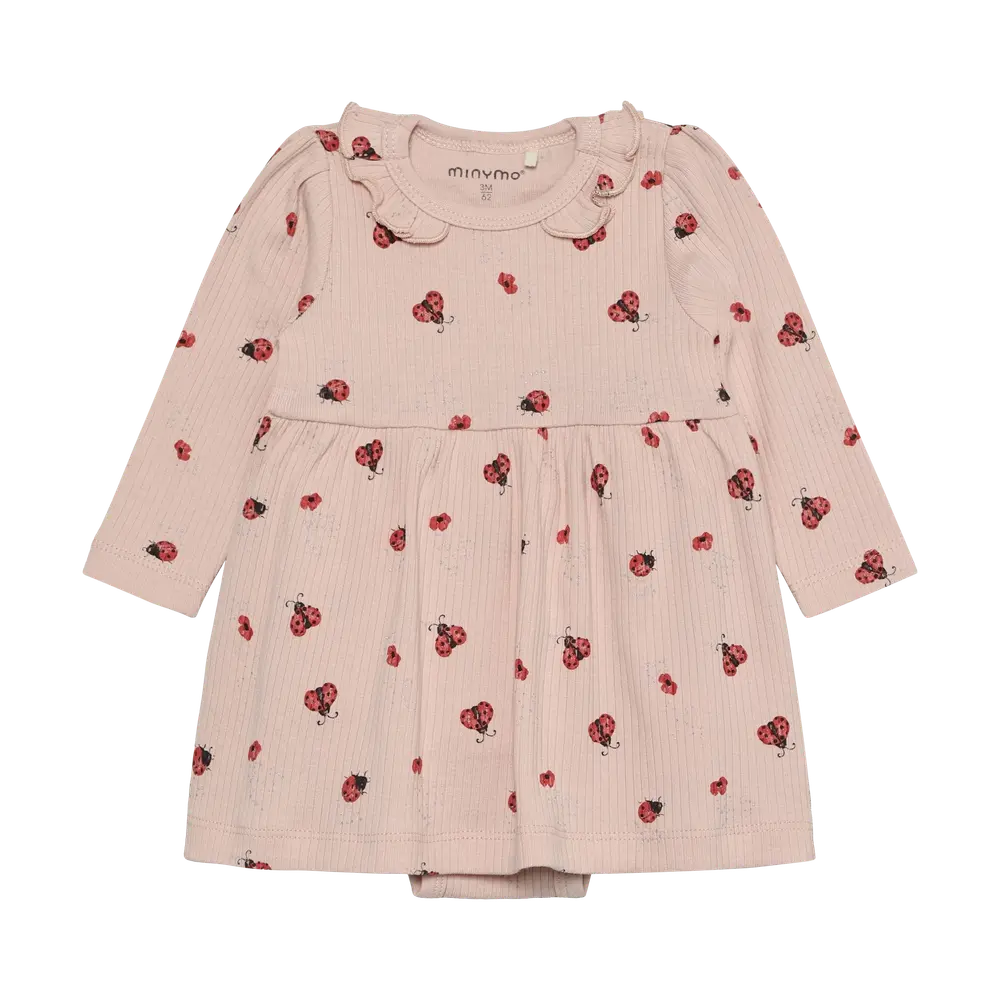 Langærmet Rib Bodykjole m. Print - Peach Whip - 50 billede