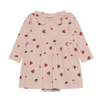 Langærmet Rib Bodykjole m. Print - Peach Whip