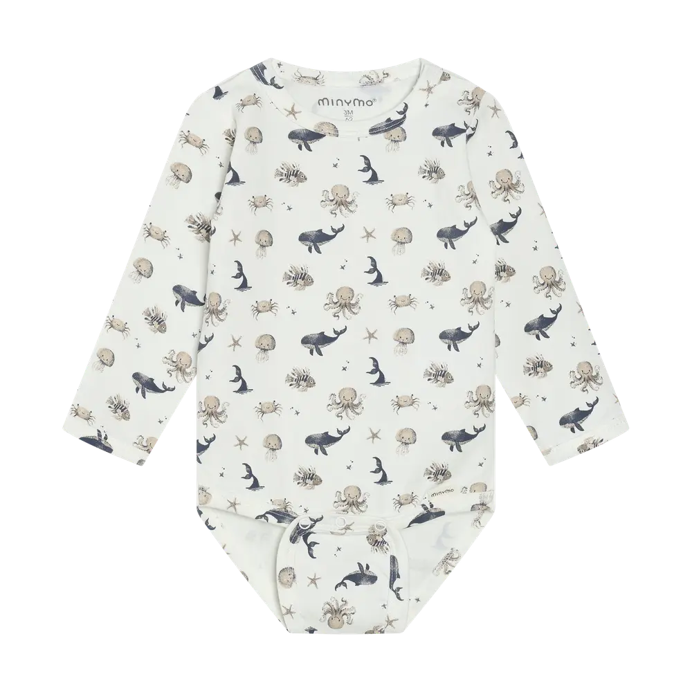 Langærmet Body m. Print - White Pepper - 62 billede