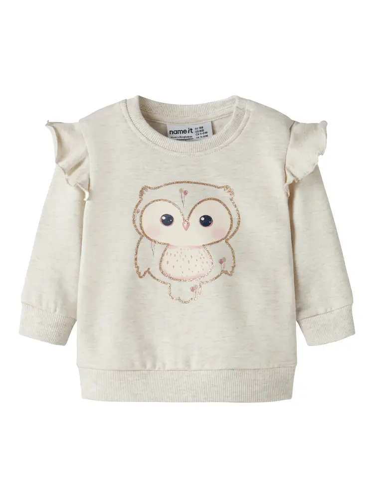 Name It Sweatshirt - NbfNilda - Peyote Melange m. Ugle