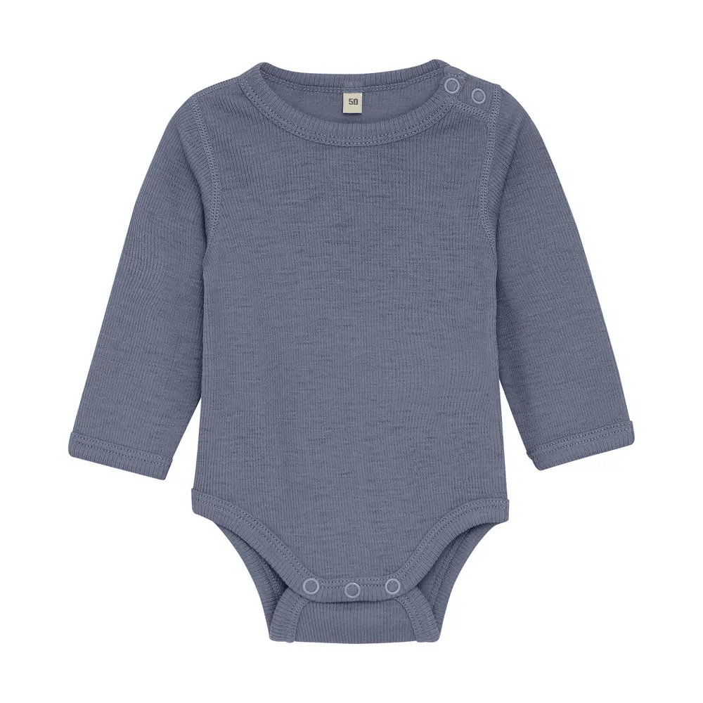 Uld body langærmet body - solid - Folkstone Gray Melange - 50 billede