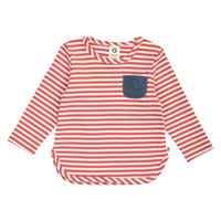 Rib Stripede Bluse m. Lomme - Mineral red/ Tofu