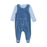 Body langærmet m.velour romper - Blue Fushion